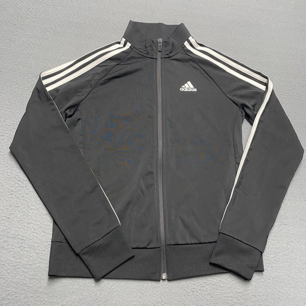 Adidas Jacket Womens Small Black Slim Fit‎ Track Full Zip Striped H48443 Pockets